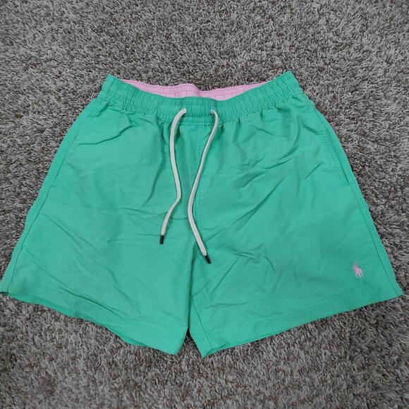 Polo Ralph Lauren Swim Trunks Mens Medium Light Green Mesh Lined Pony 5" Preppy - Picture 1 of 8